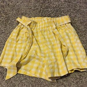 yellow and white shorts